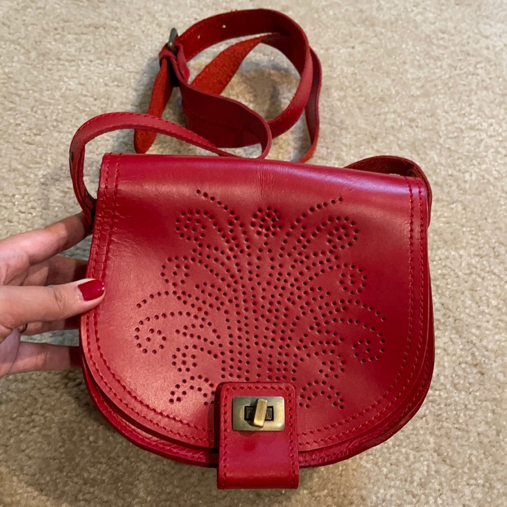 Zara red leather crossbody bag